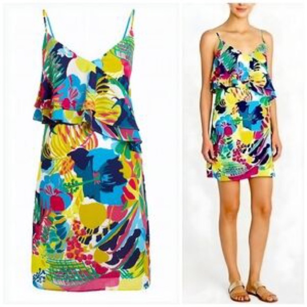 J.Crew Multicolor Sleeveless Printed Ruffle Front Cami Dress - Picture 2 of 6